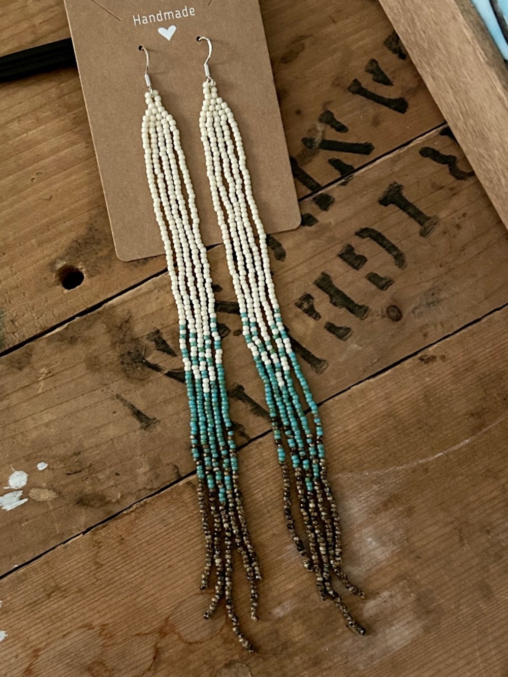 {Below Collarbone} Handmade Beaded Earrings 7.5"